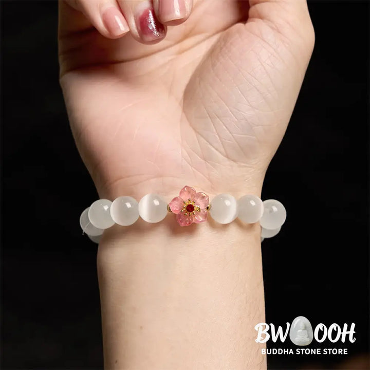 Buddha Stones Cat’s Eye Chrysoberyl Flower Love Bracelet - BWOOOH - Bracelet