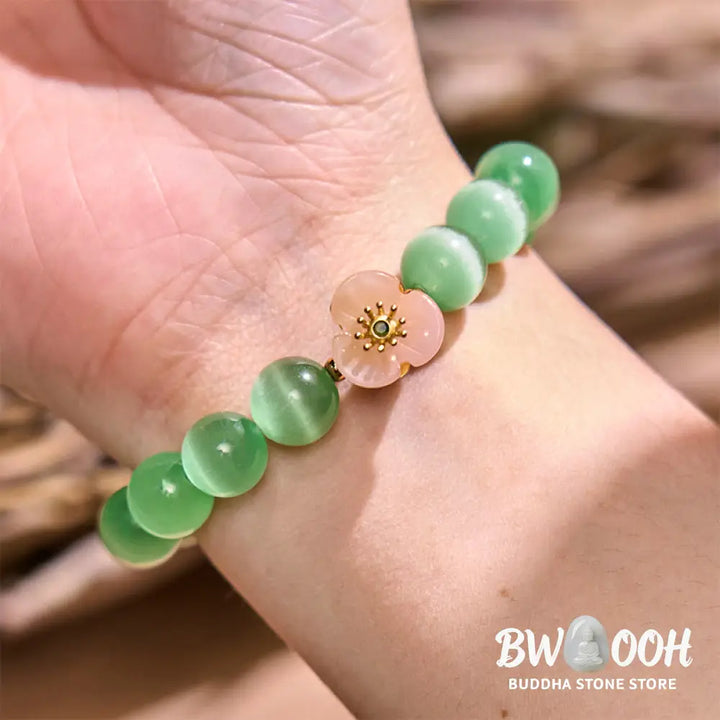 Buddha Stones Cat’s Eye Chrysoberyl Flower Love Bracelet - BWOOOH - Bracelet