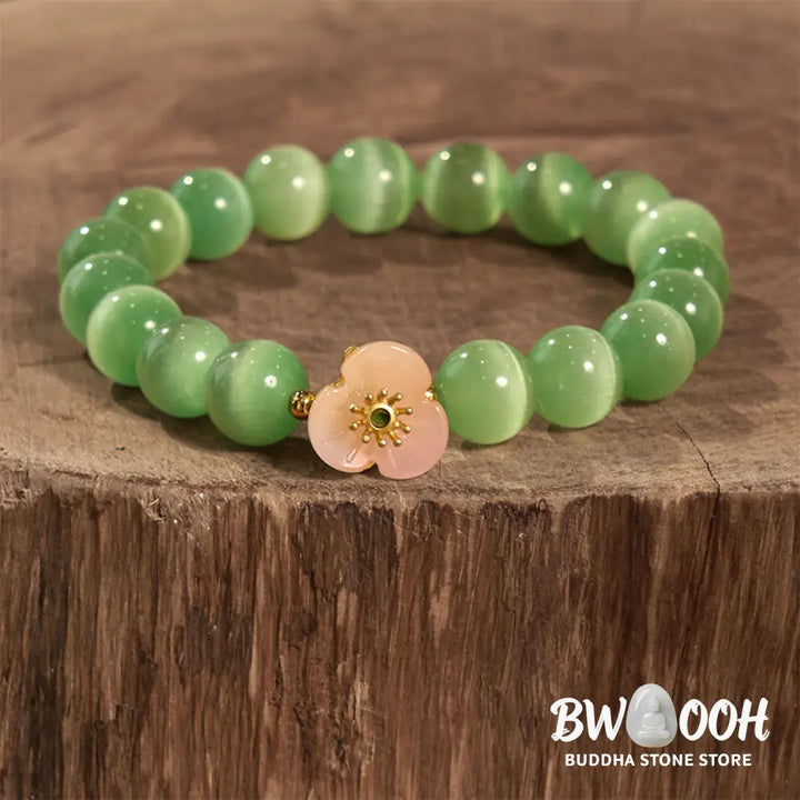 Buddha Stones Cat’s Eye Chrysoberyl Flower Love Bracelet - BWOOOH - Bracelet