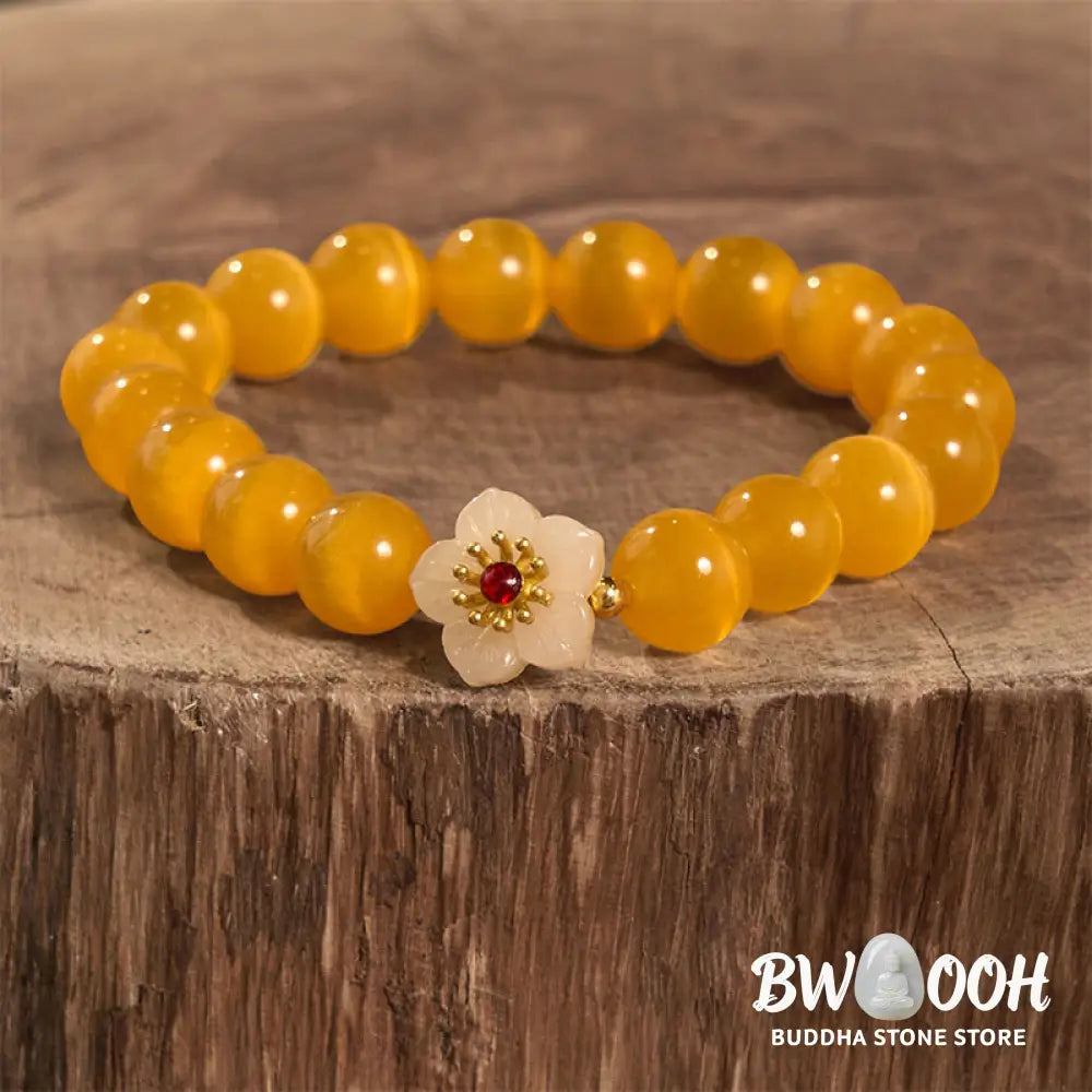 Buddha Stones Cat’s Eye Chrysoberyl Flower Love Bracelet - BWOOOH - Bracelet