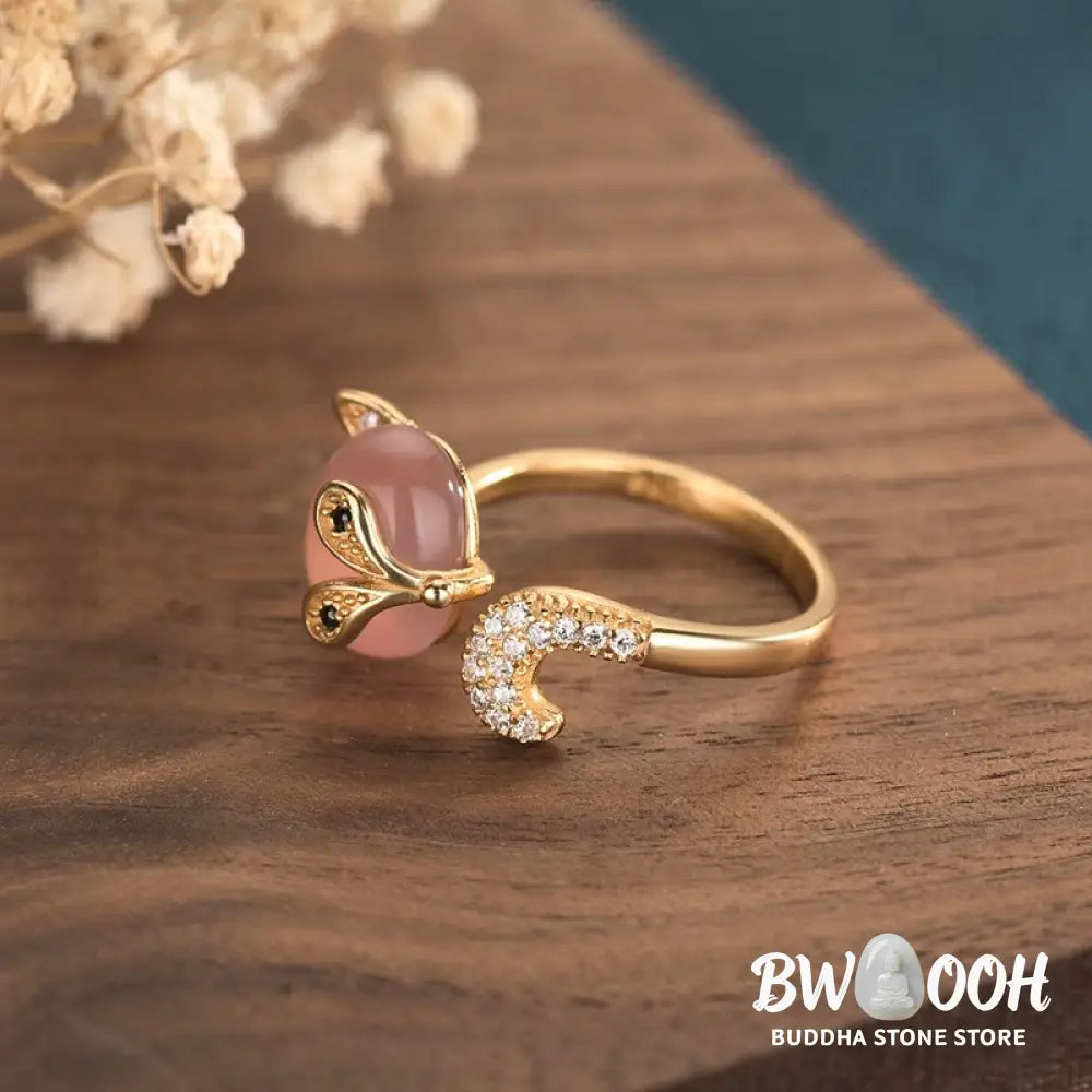 Buddha Stones Cat’s Eye Copper Fox Love Ring - BWOOOH - Cat’s Eye(Peace♥Support) - Ring