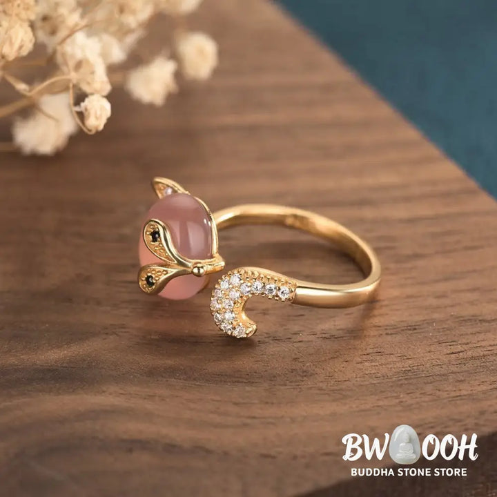 Buddha Stones Cat’s Eye Copper Fox Love Ring - BWOOOH - Cat’s Eye(Peace♥Support) - Ring