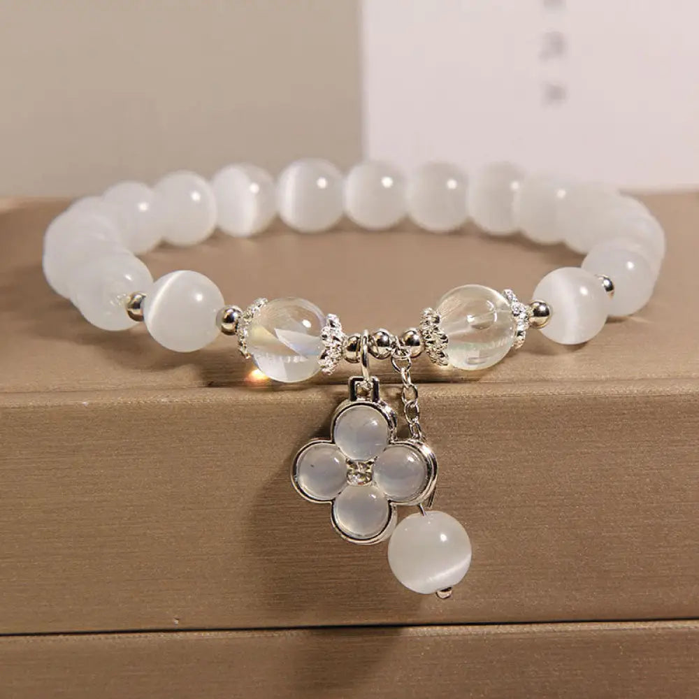 BWOOOH Cat’s Eye Crystal Lucky Four Leaf Clover Charm Love Bracelet - BWOOOH - Cat’s Eye(Wrist Circumference