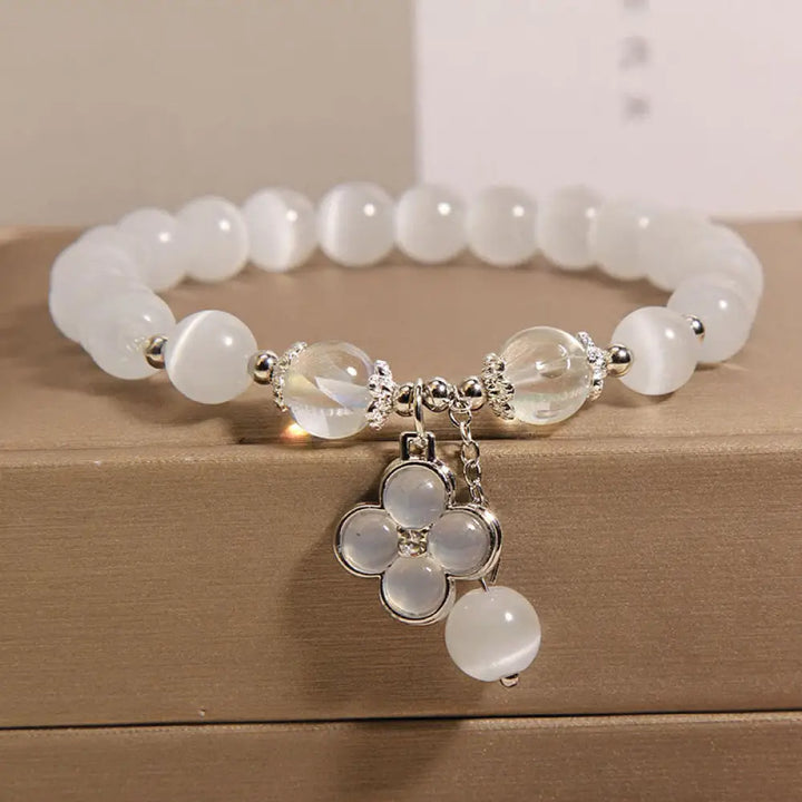 BWOOOH Cat’s Eye Crystal Lucky Four Leaf Clover Charm Love Bracelet - BWOOOH - Cat’s Eye(Wrist Circumference