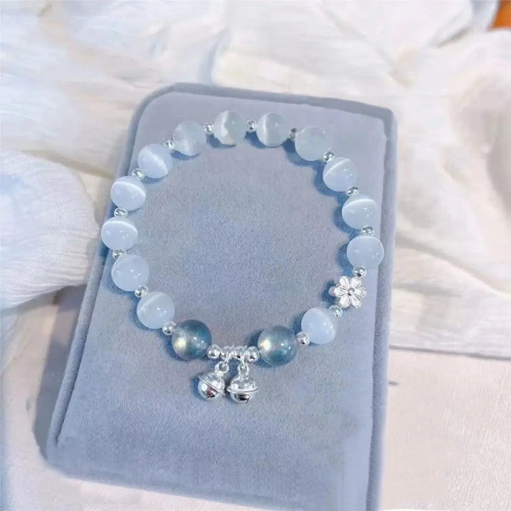 BWOOOH Cat’s Eye Crystal Peach Blossom Bell Fu Character Charm Support Bracelet - BWOOOH - Cat’s
