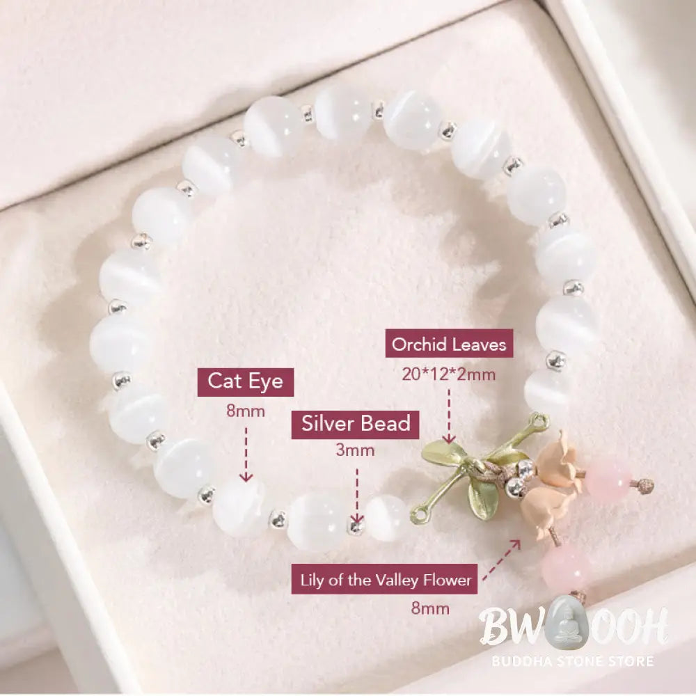Buddha Stones Cat’s Eye Green Aventurine Blue Chalcedony Pink Crystal Peace Orchid Charm Bracelet - BWOOOH - Bracelet