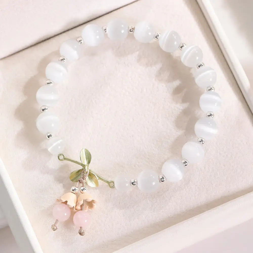 Buddha Stones Cat’s Eye Green Aventurine Blue Chalcedony Pink Crystal Peace Orchid Charm Bracelet - BWOOOH - Cat’s