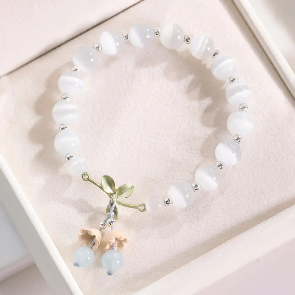 Buddha Stones Cat’s Eye Green Aventurine Blue Chalcedony Pink Crystal Peace Orchid Charm Bracelet - BWOOOH - Cat’s