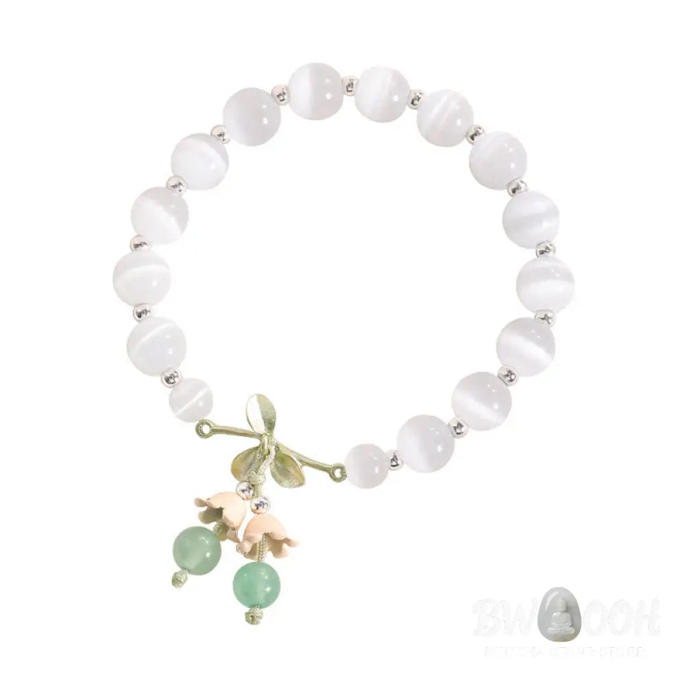 Buddha Stones Cat’s Eye Green Aventurine Blue Chalcedony Pink Crystal Peace Orchid Charm Bracelet - BWOOOH - Bracelet