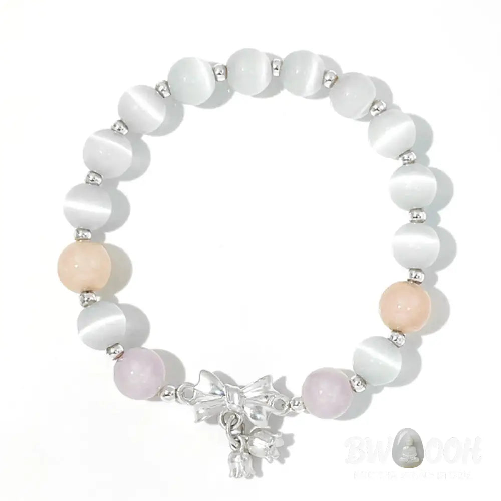 Buddha Stones Cat’s Eye Lavender Amethyst Rosette Charm Bracelet - BWOOOH - Cat’s Eye&amp;Lavender Amethyst - Bracelet