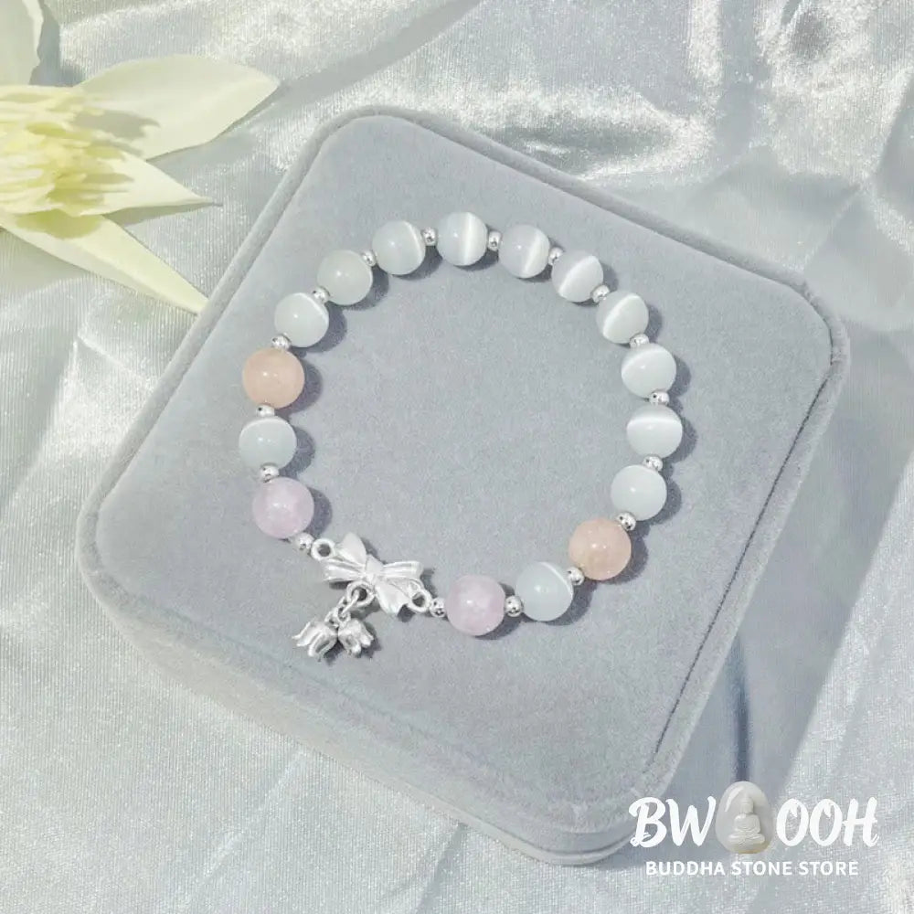 Buddha Stones Cat’s Eye Lavender Amethyst Rosette Charm Bracelet - BWOOOH - Cat’s Eye&Lavender Amethyst - Bracelet