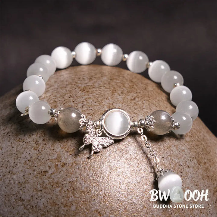 Buddha Stones Cat’s Eye Moonstone Butterfly Star Charm Support Bracelet - BWOOOH - Bracelet