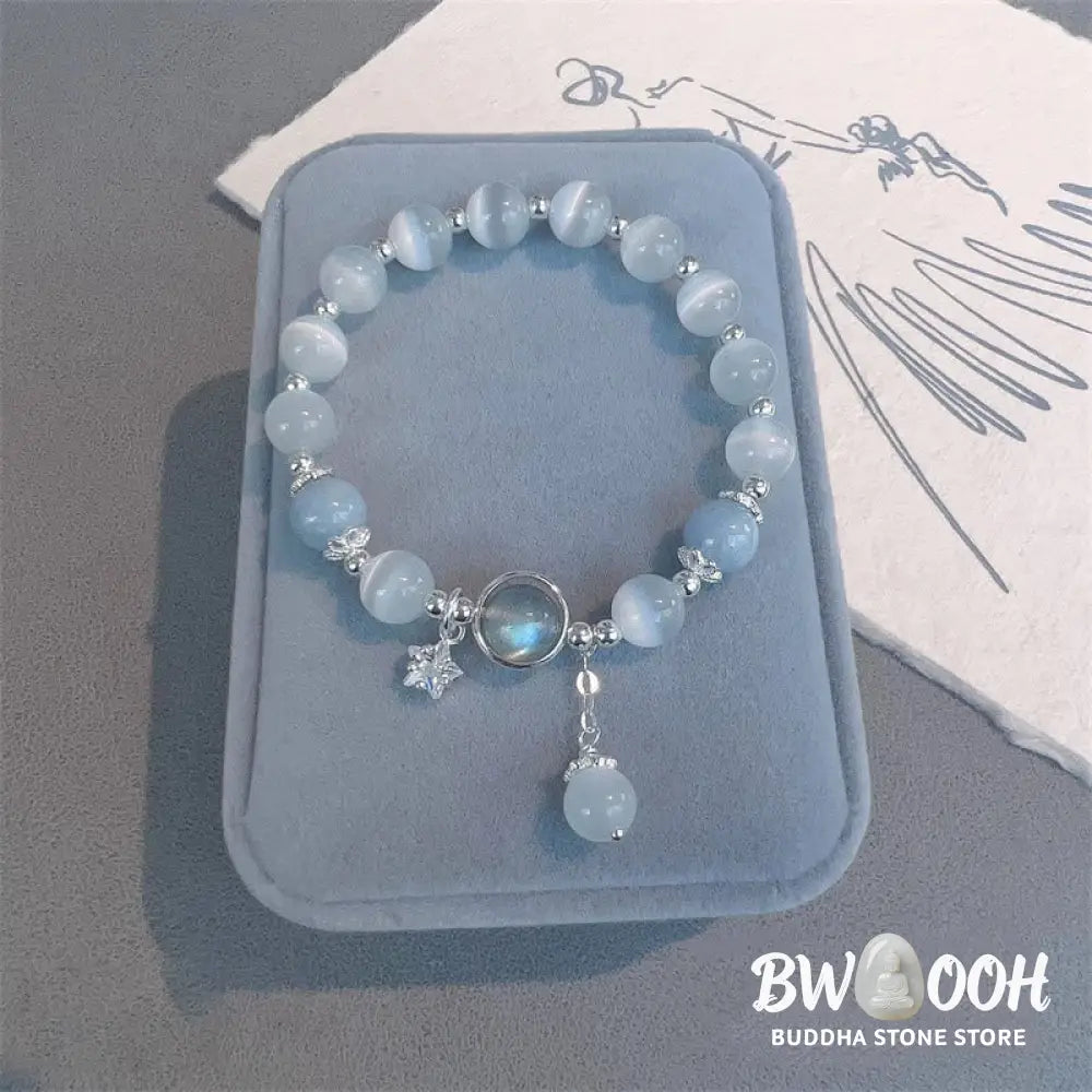 Buddha Stones Cat’s Eye Moonstone Butterfly Star Charm Support Bracelet - BWOOOH - Bracelet