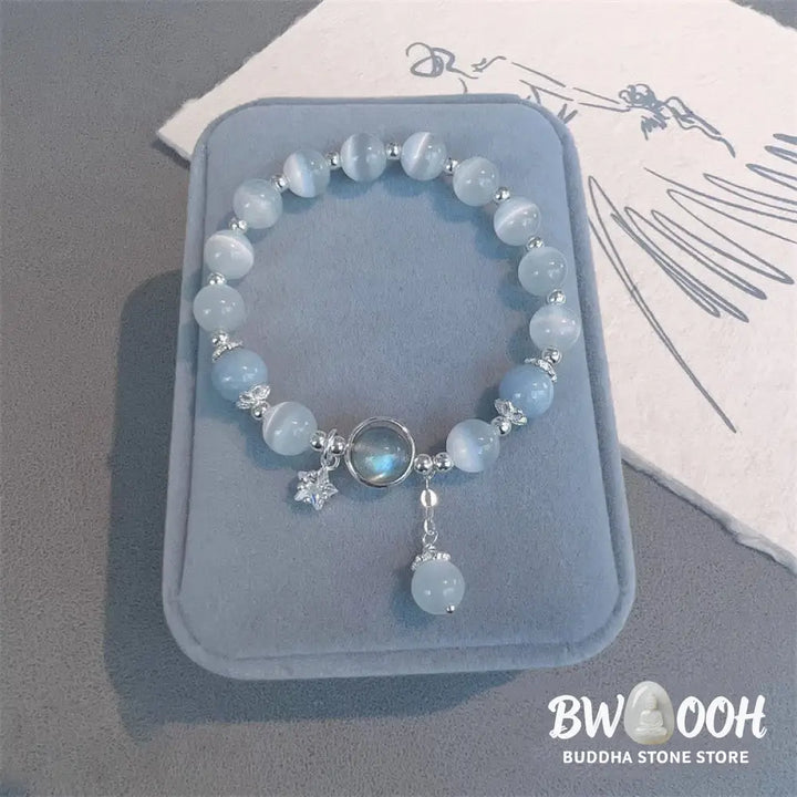 Buddha Stones Cat’s Eye Moonstone Butterfly Star Charm Support Bracelet - BWOOOH - Bracelet