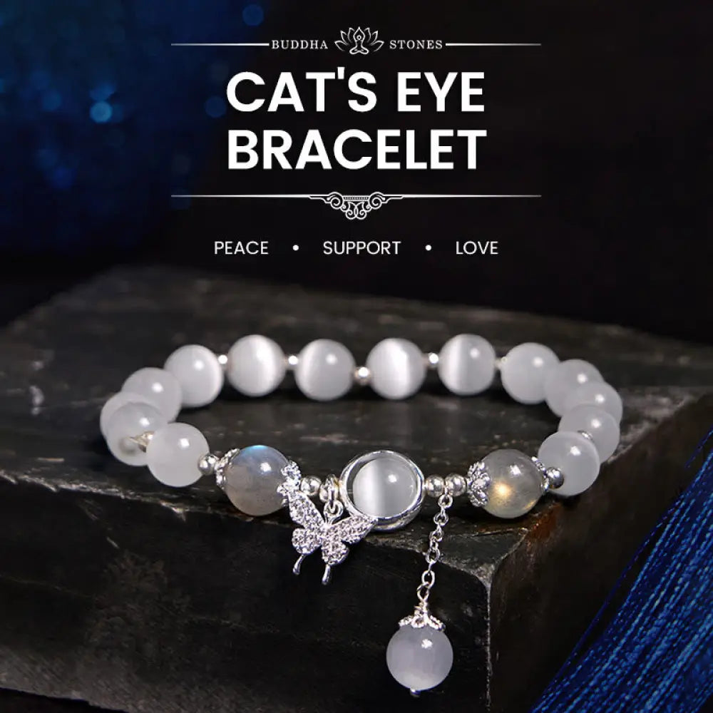 BWOOOH Cat’s Eye Moonstone Butterfly Star Charm Support Bracelet - BWOOOH - Cat’s Eye&Moonstone Butterfly