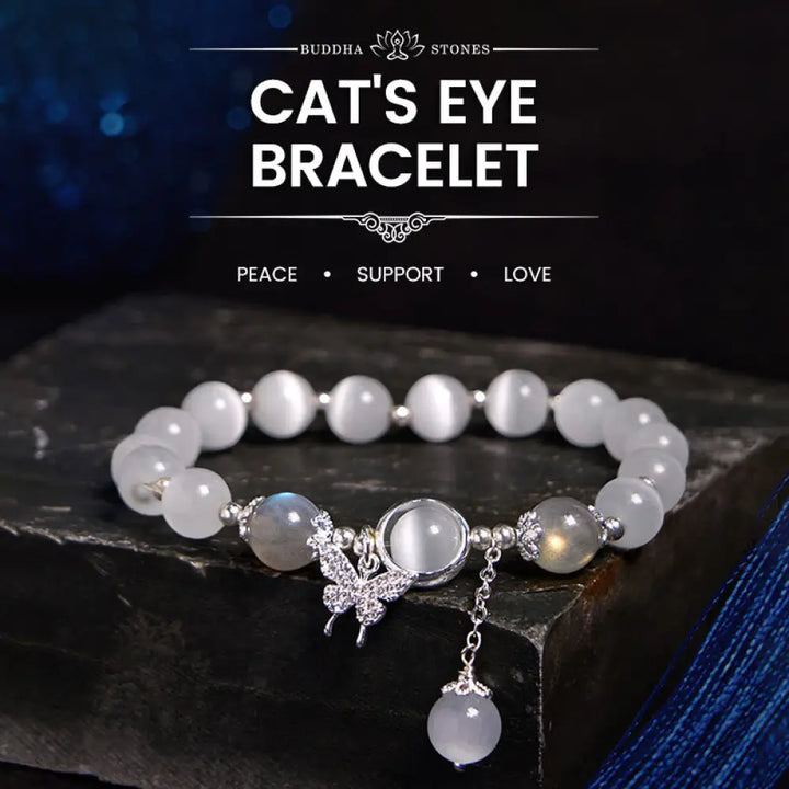 BWOOOH Cat’s Eye Moonstone Butterfly Star Charm Support Bracelet - BWOOOH - Cat’s Eye&amp;Moonstone Butterfly