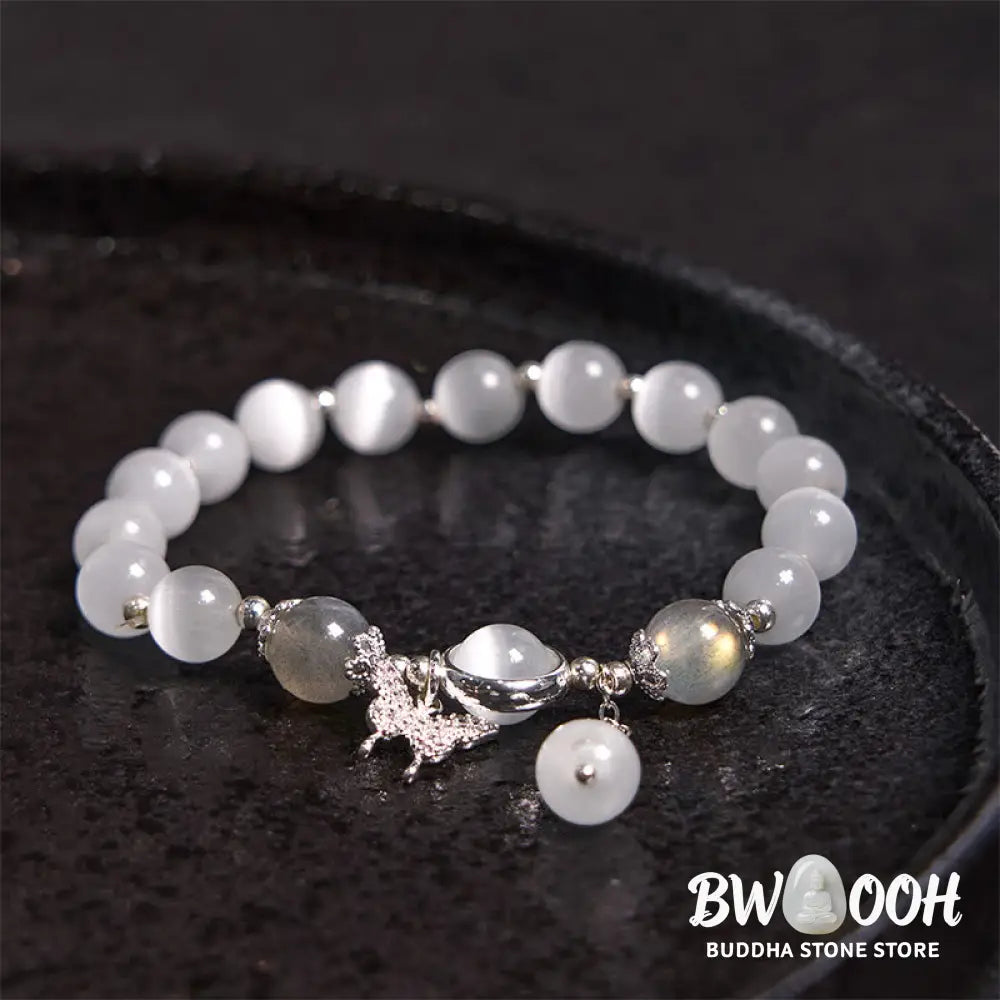 Buddha Stones Cat’s Eye Moonstone Butterfly Star Charm Support Bracelet - BWOOOH - Bracelet