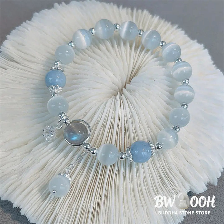 Buddha Stones Cat’s Eye Moonstone Butterfly Star Charm Support Bracelet - BWOOOH - Bracelet