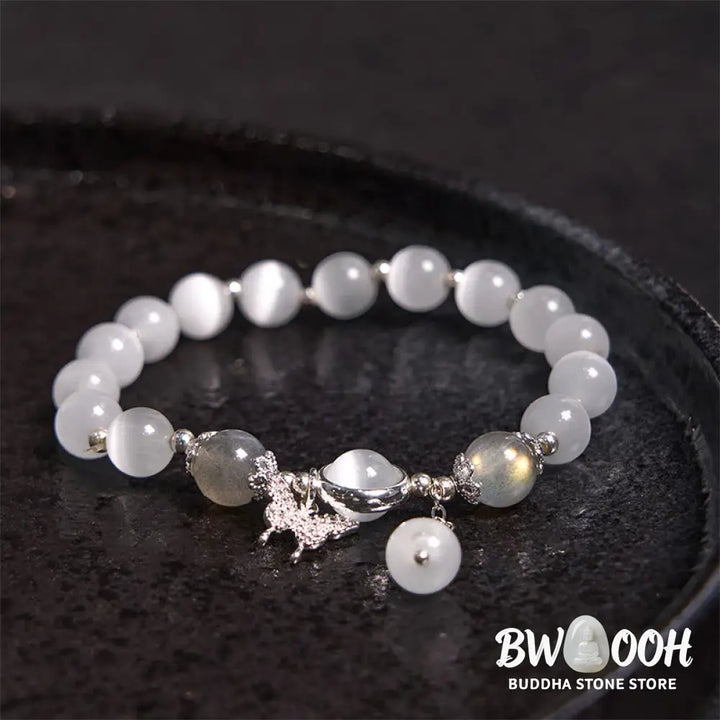 Buddha Stones Cat’s Eye Moonstone Butterfly Star Charm Support Bracelet - BWOOOH - Bracelet