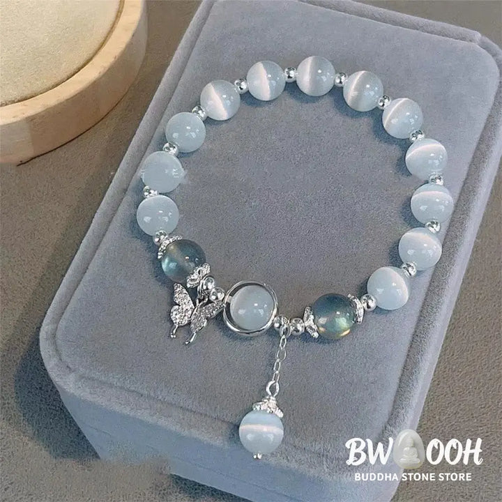 Buddha Stones Cat’s Eye Moonstone Butterfly Star Charm Support Bracelet - BWOOOH - Bracelet