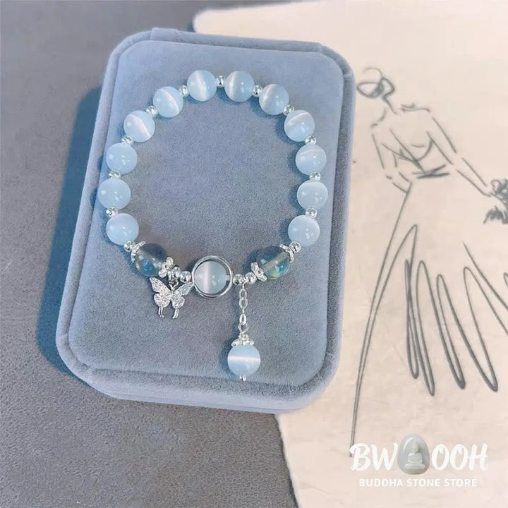 Buddha Stones Cat’s Eye Moonstone Butterfly Star Charm Support Bracelet - BWOOOH - Bracelet