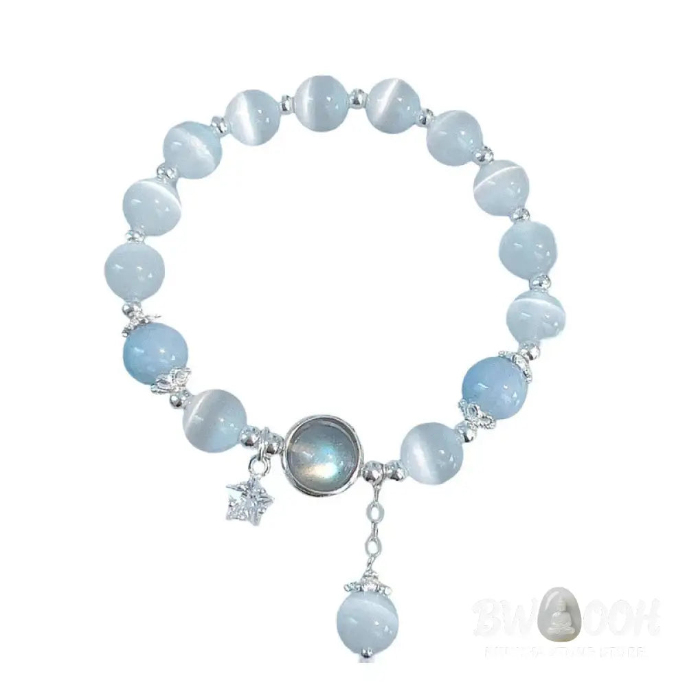 Buddha Stones Cat’s Eye Moonstone Butterfly Star Charm Support Bracelet - BWOOOH - Bracelet