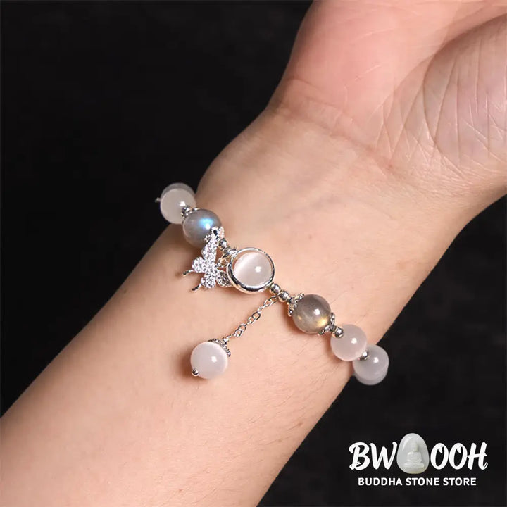 Buddha Stones Cat’s Eye Moonstone Butterfly Star Charm Support Bracelet - BWOOOH - Bracelet