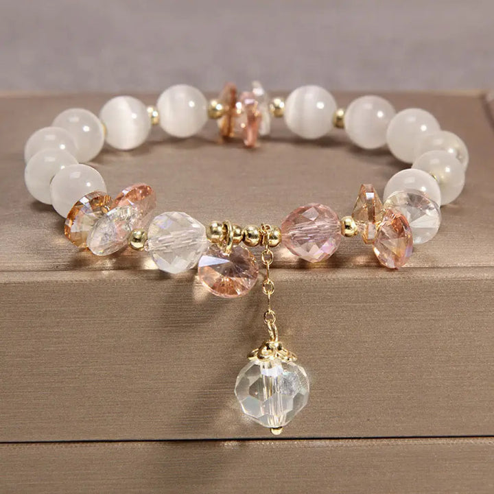 BWOOOH Cat’s Eye Pink Crystal Peace Charm Bracelet - BWOOOH - Cat’s Eye - Bracelet