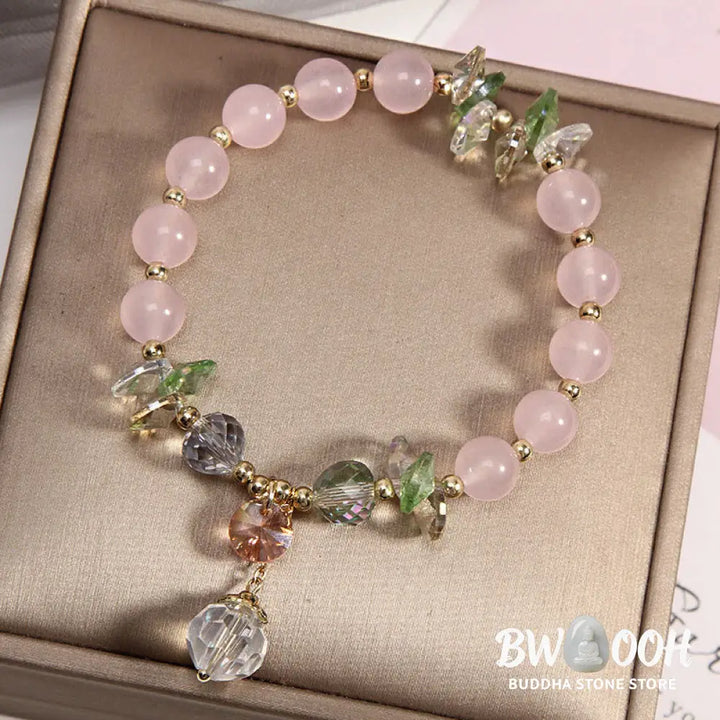 Buddha Stones Cat’s Eye Pink Crystal Peace Charm Bracelet - BWOOOH - Bracelet