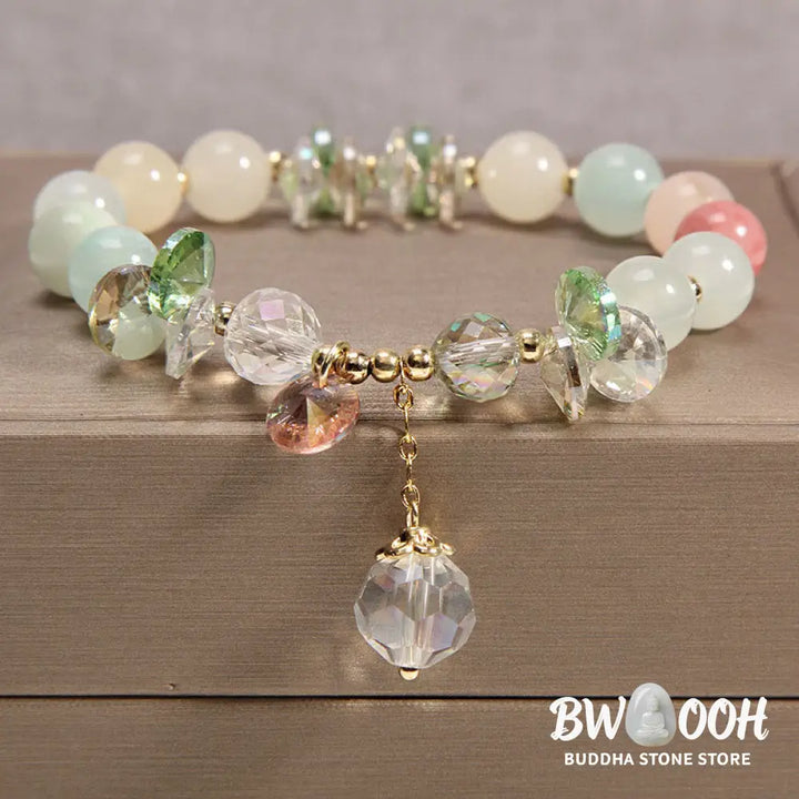 Buddha Stones Cat’s Eye Pink Crystal Peace Charm Bracelet - BWOOOH - Bracelet