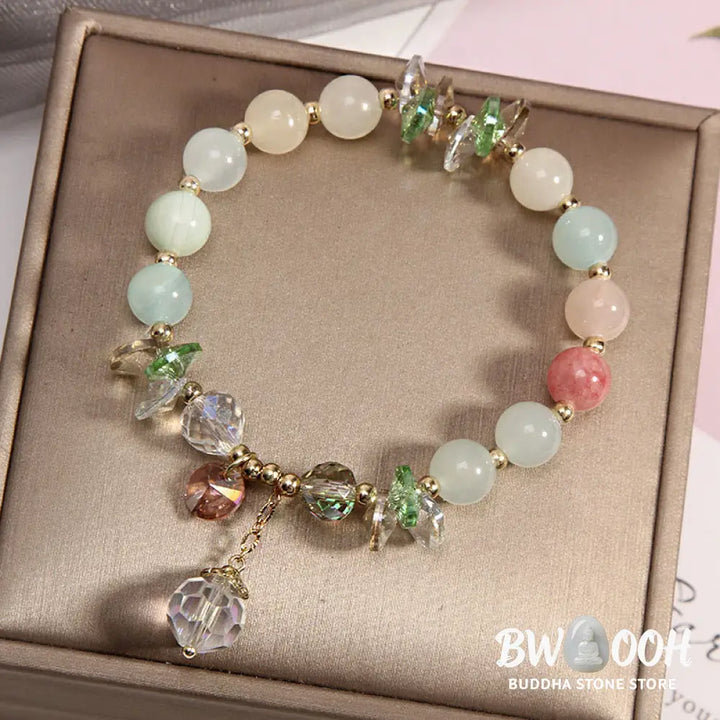 Buddha Stones Cat’s Eye Pink Crystal Peace Charm Bracelet - BWOOOH - Bracelet