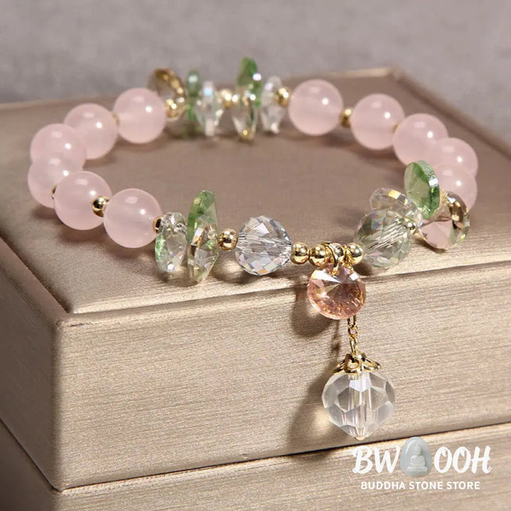 Buddha Stones Cat’s Eye Pink Crystal Peace Charm Bracelet - BWOOOH - Bracelet