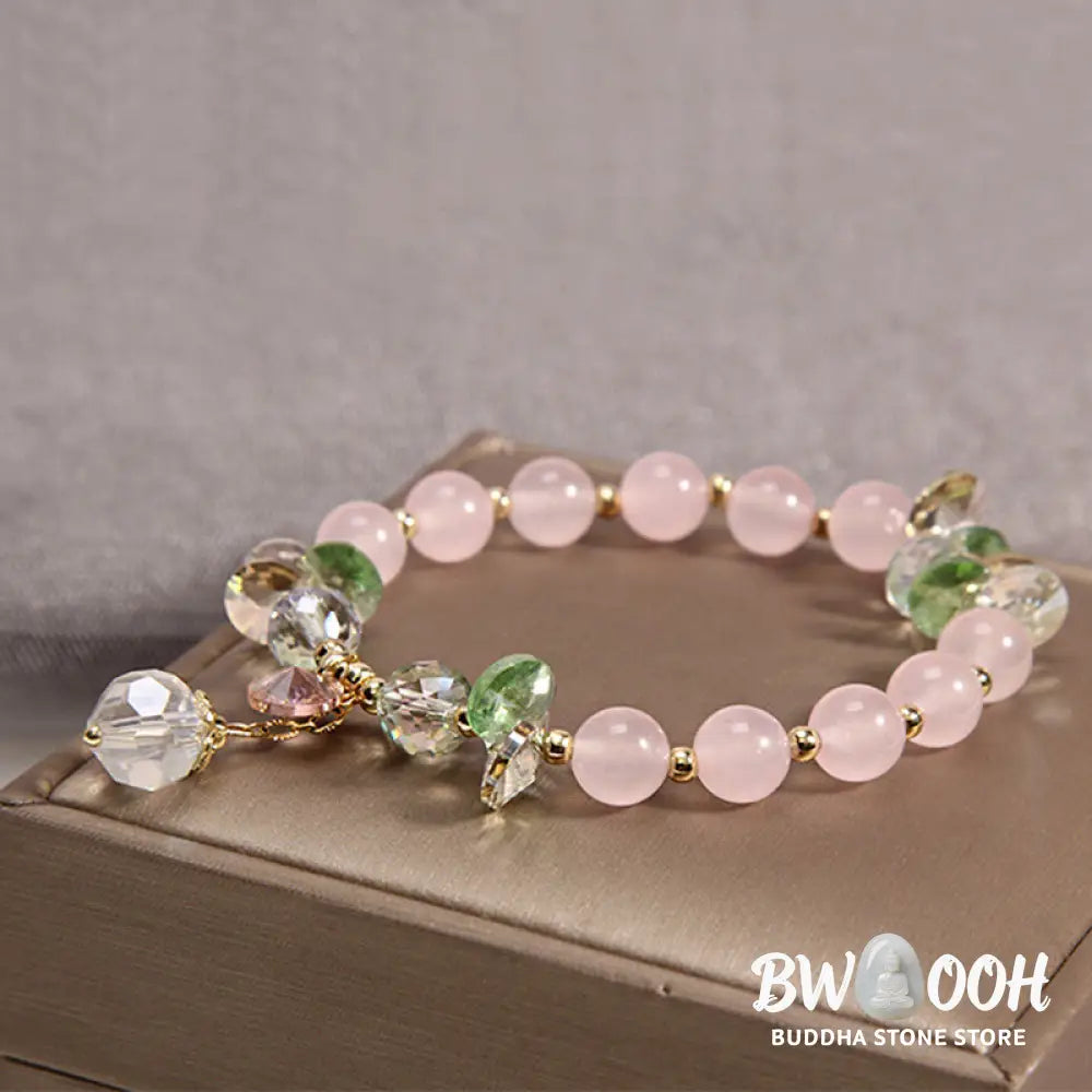 Buddha Stones Cat’s Eye Pink Crystal Peace Charm Bracelet - BWOOOH - Bracelet
