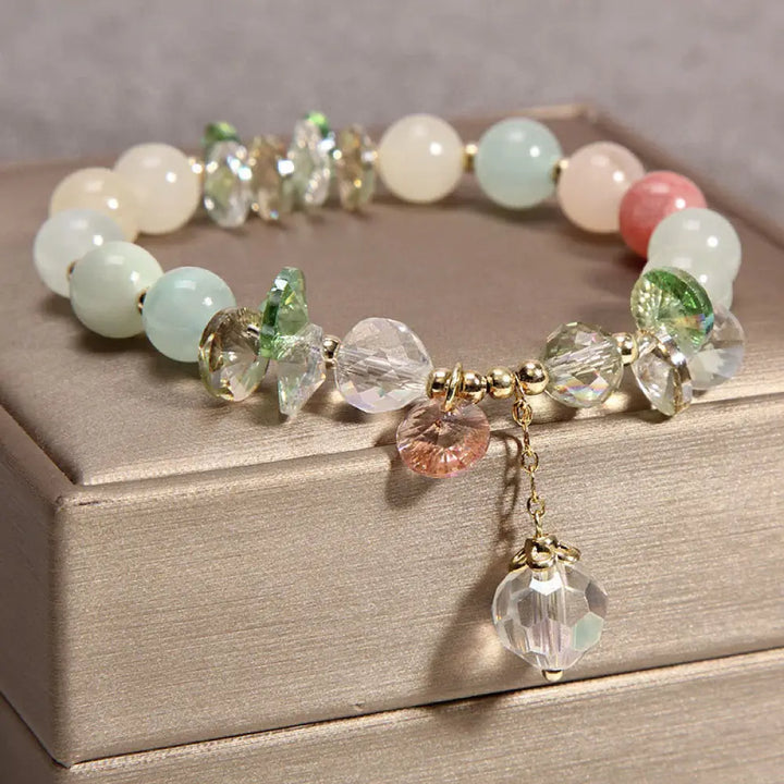 Buddha Stones Cat’s Eye Pink Crystal Peace Charm Bracelet - BWOOOH - Colorful Crystal - Bracelet