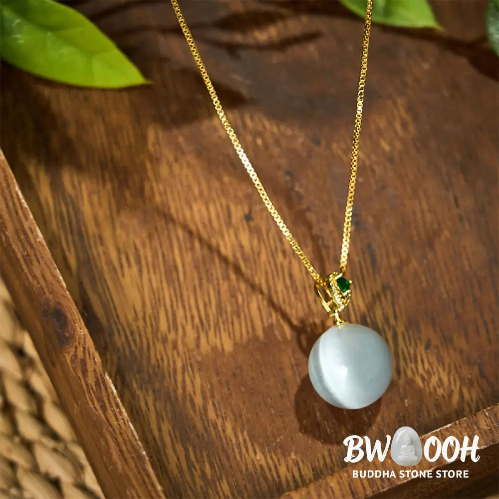 Buddha Stones Cat’s Eye Round Ball Confidence Necklace Pendant - BWOOOH - Necklaces &amp; Pendants