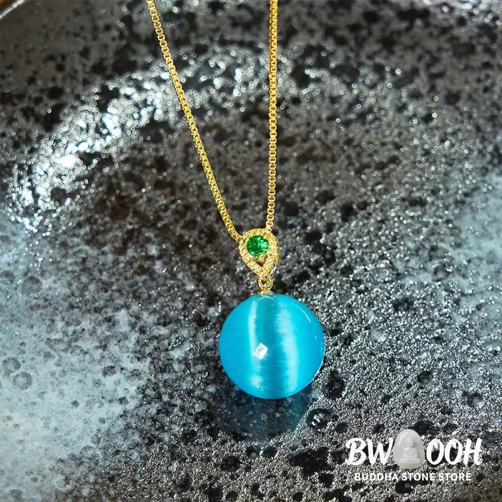 Buddha Stones Cat’s Eye Round Ball Confidence Necklace Pendant - BWOOOH - Necklaces &amp; Pendants