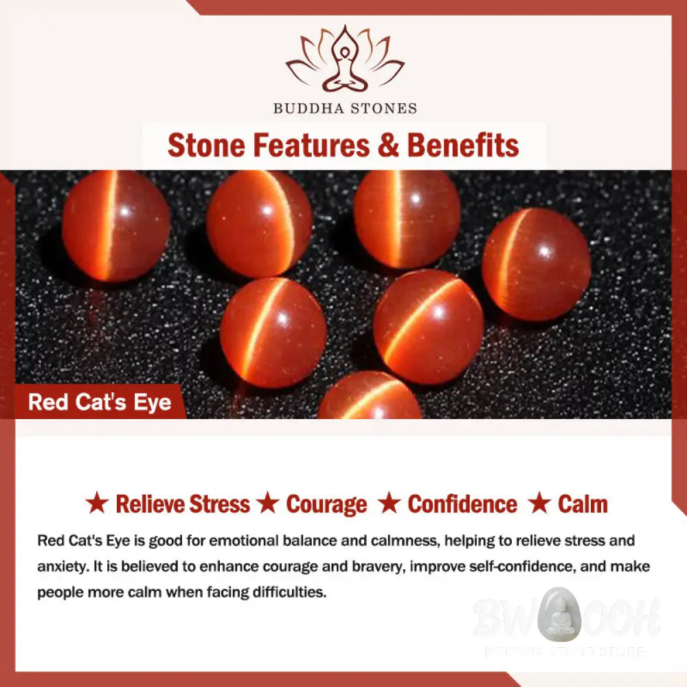 Buddha Stones Cat’s Eye Round Ball Confidence Necklace Pendant - BWOOOH - Necklaces &amp; Pendants