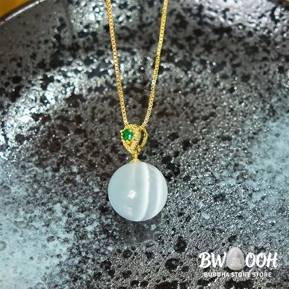 Buddha Stones Cat’s Eye Round Ball Confidence Necklace Pendant - BWOOOH - Necklaces &amp; Pendants