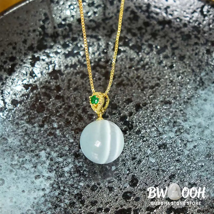 Buddha Stones Cat’s Eye Round Ball Confidence Necklace Pendant - BWOOOH - Necklaces &amp; Pendants