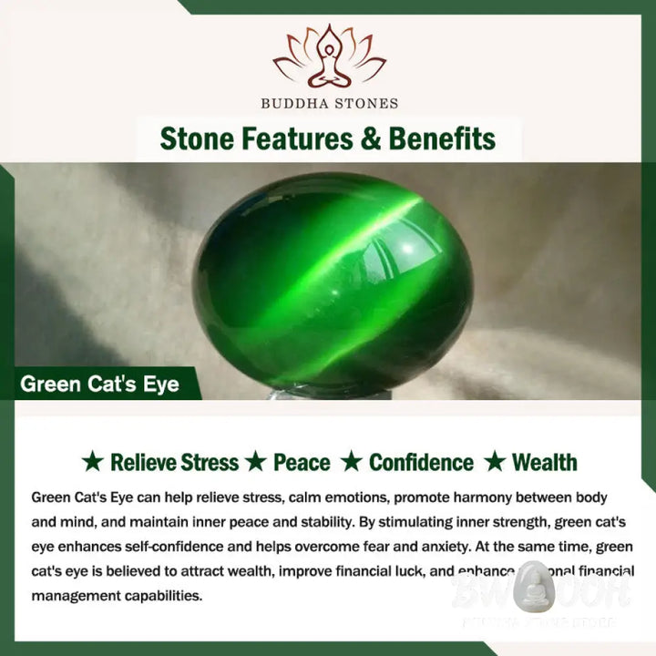 Buddha Stones Cat’s Eye Round Ball Confidence Necklace Pendant - BWOOOH - Necklaces &amp; Pendants