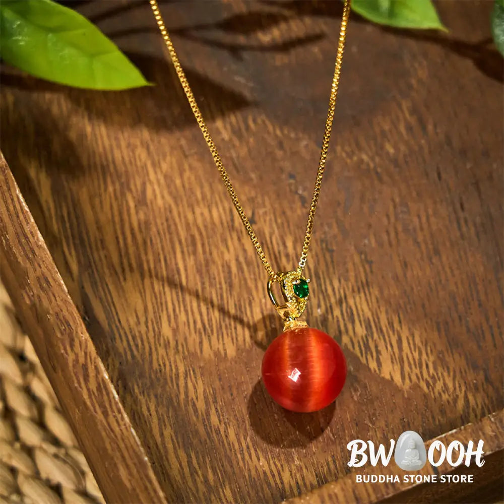 Buddha Stones Cat’s Eye Round Ball Confidence Necklace Pendant - BWOOOH - Necklaces &amp; Pendants