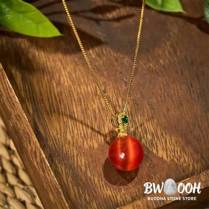 Buddha Stones Cat’s Eye Round Ball Confidence Necklace Pendant - BWOOOH - Necklaces &amp; Pendants