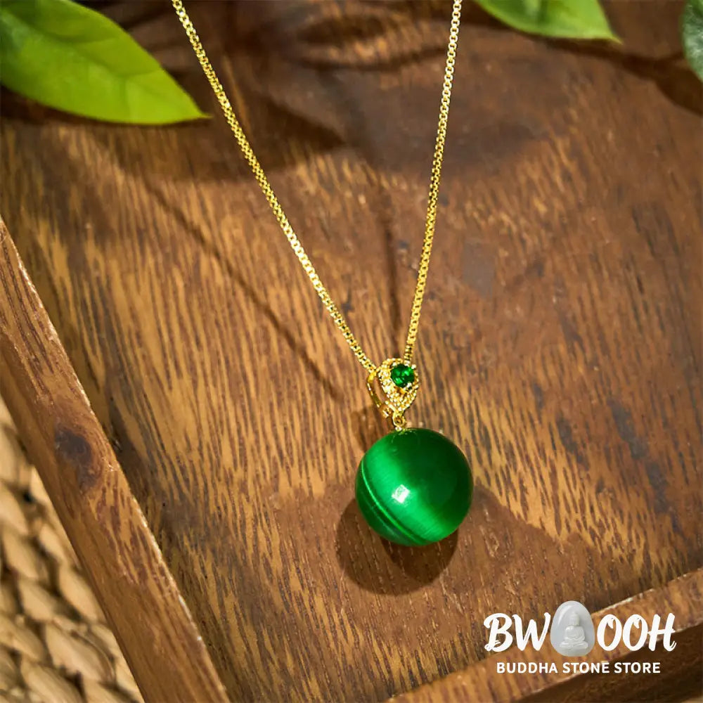 Buddha Stones Cat’s Eye Round Ball Confidence Necklace Pendant - BWOOOH - Necklaces &amp; Pendants