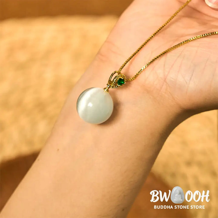 Buddha Stones Cat’s Eye Round Ball Confidence Necklace Pendant - BWOOOH - Necklaces &amp; Pendants