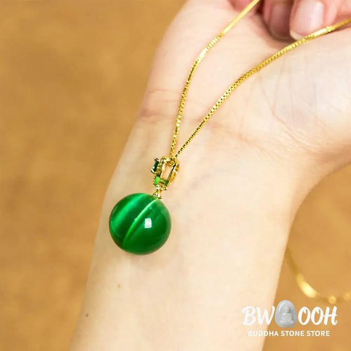 Buddha Stones Cat’s Eye Round Ball Confidence Necklace Pendant - BWOOOH - Necklaces &amp; Pendants
