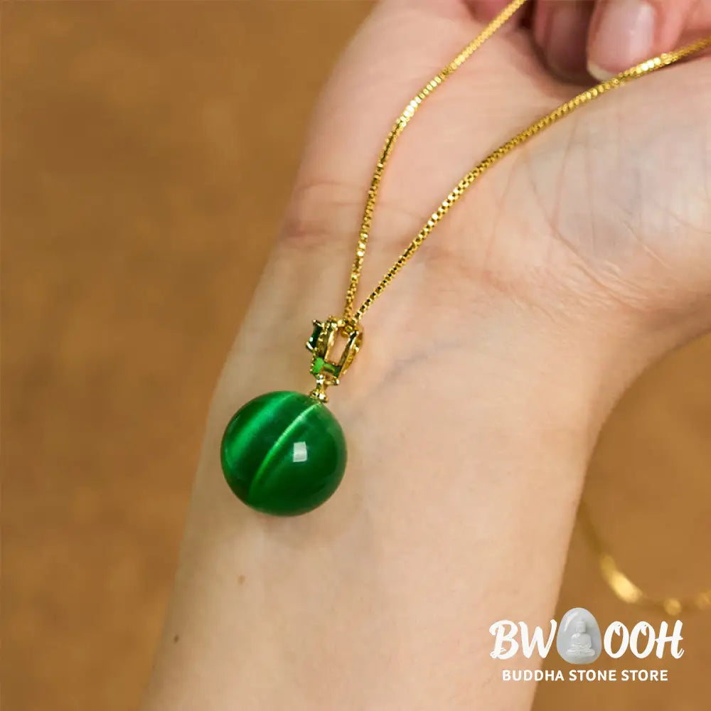 Buddha Stones Cat’s Eye Round Ball Confidence Necklace Pendant - BWOOOH - Necklaces &amp; Pendants