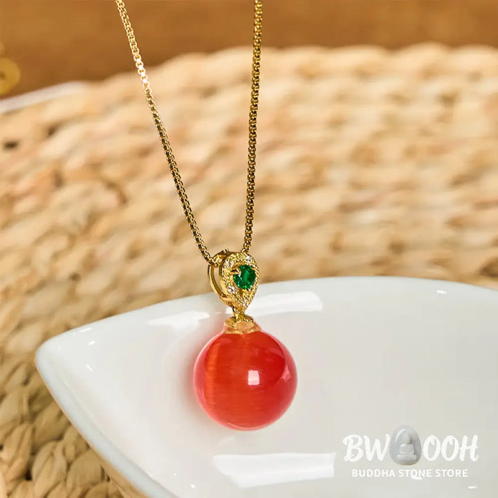 Buddha Stones Cat’s Eye Round Ball Confidence Necklace Pendant - BWOOOH - Necklaces &amp; Pendants