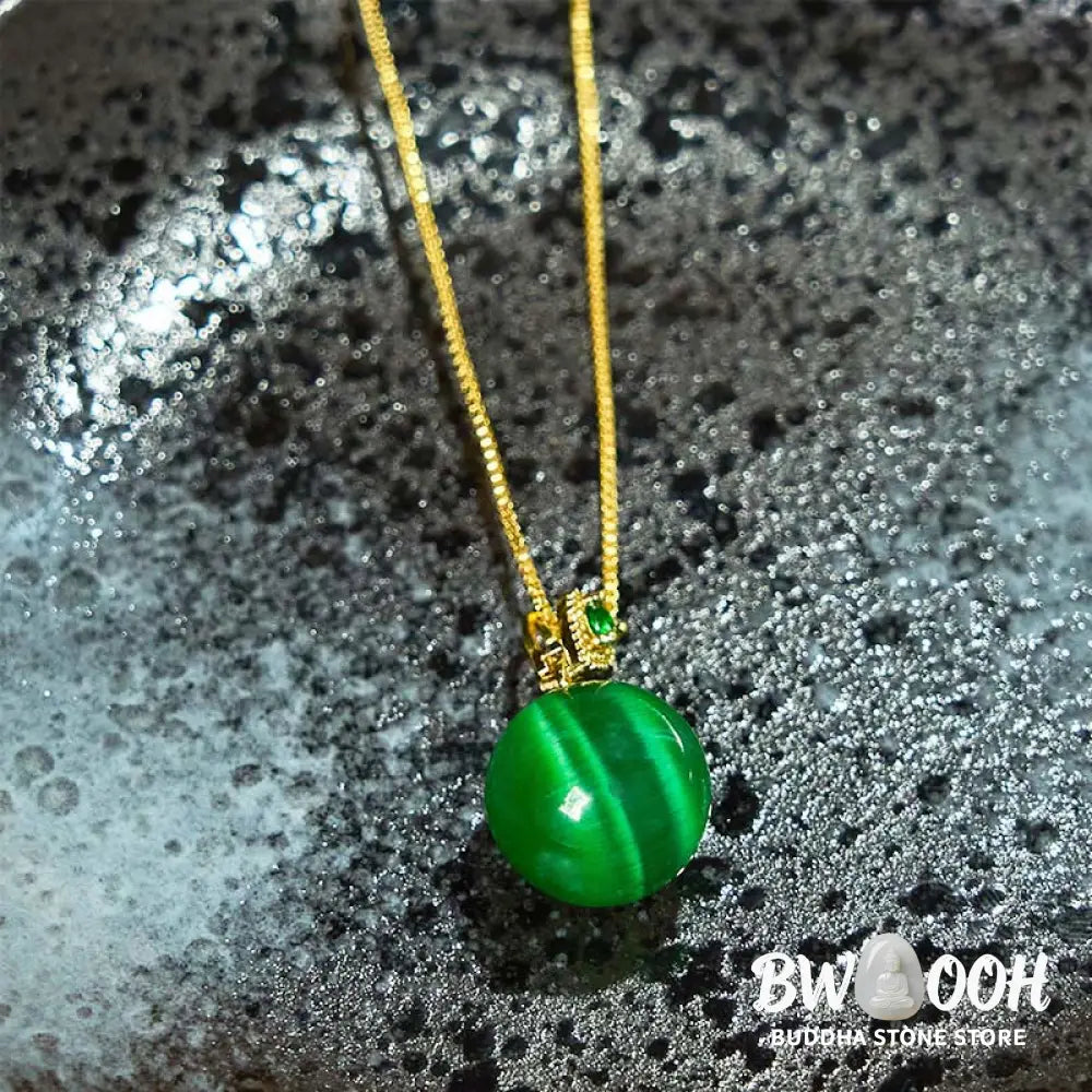 Buddha Stones Cat’s Eye Round Ball Confidence Necklace Pendant - BWOOOH - Necklaces &amp; Pendants
