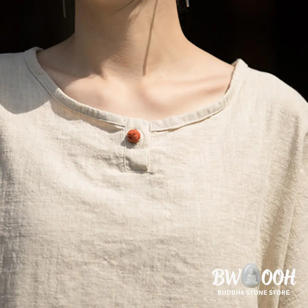 Buddha Stones Causal Half Sleeve Ramie Linen Cotton T-shirt Tee - Women’s T-Shirts