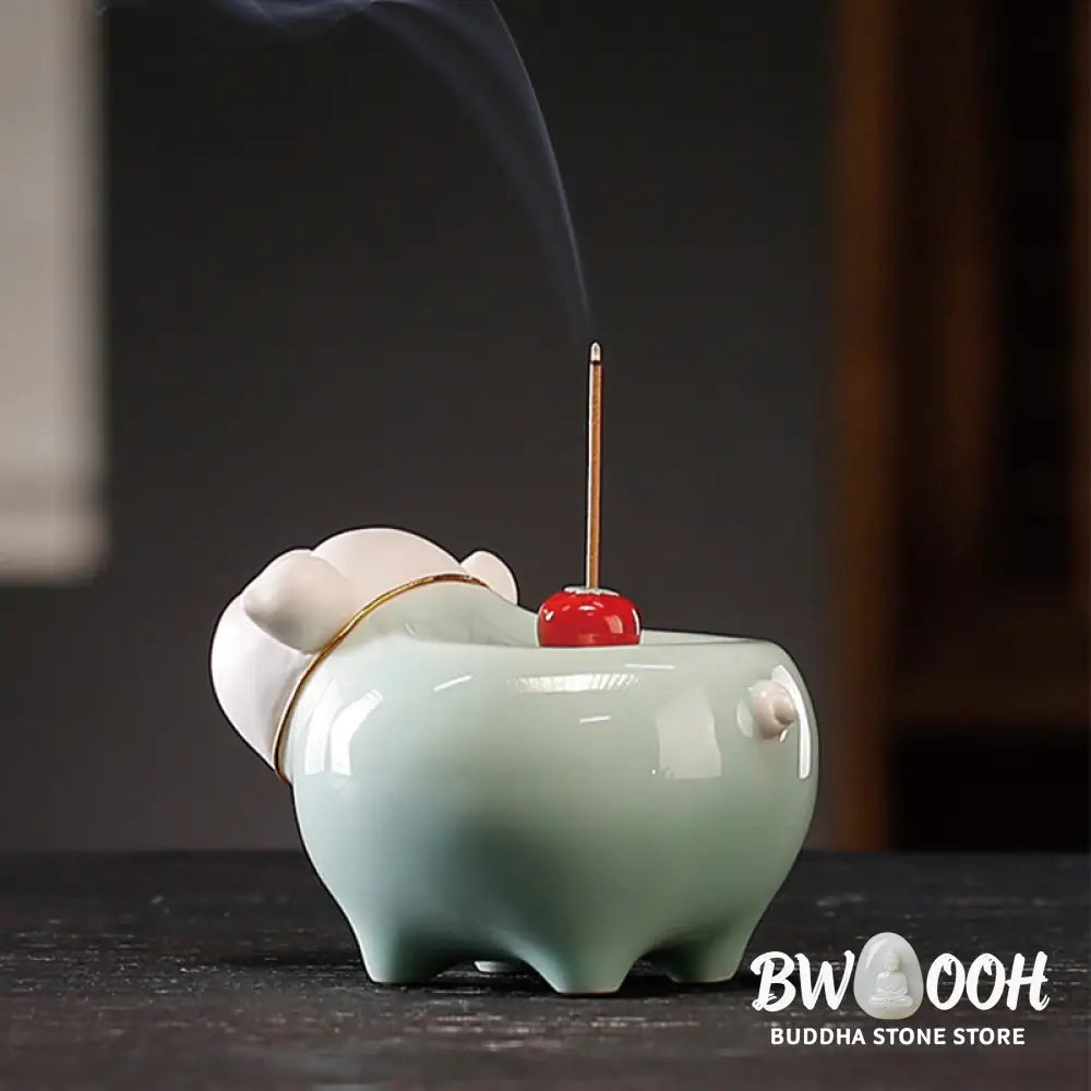 BWOOOH ceramic incense burner - Ceramic Little Pig Blessing Stick I